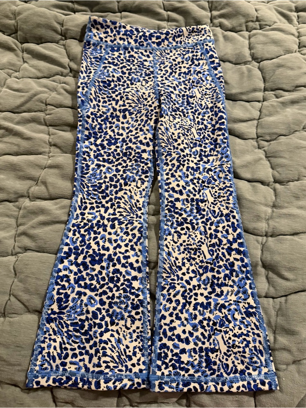 Lilly Pulitzer Blue and White Leopard-Print Flare Jeans